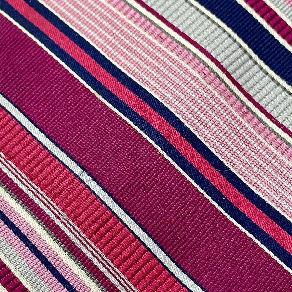 Nordstrom Tie Mens 58 in Silk Cranberry Red Gray Black Diagonal Striped Wide